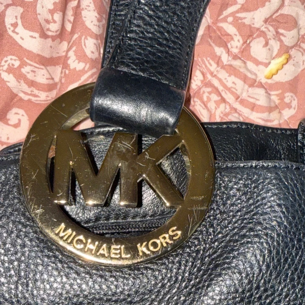 Michael Kors Black Shoulder Bag with Gold Accents
